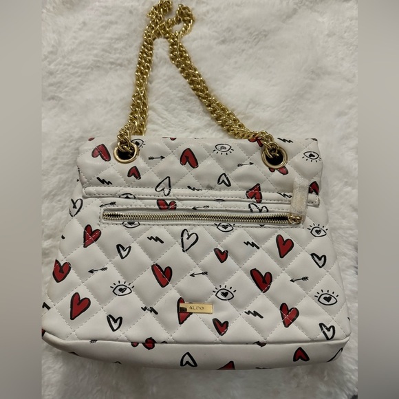 Aldo Caraglio Valentines Heart Print Chain Shoulder Quilted Crossbody Purse RARE - Picture 7 of 15